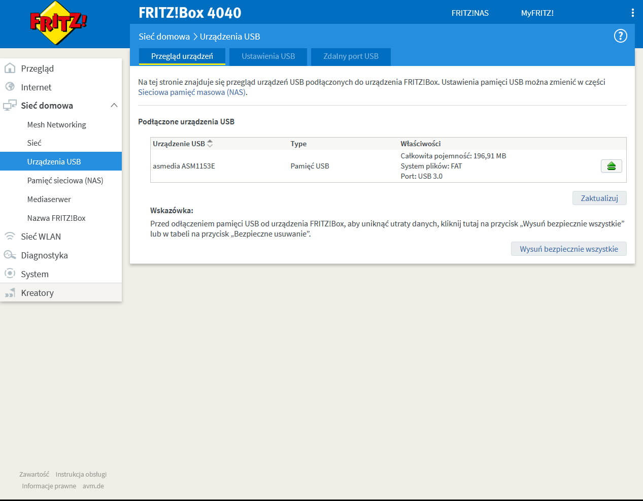 FRITZ!Box jako Time Machine dla komputerów Apple z systemem macOS OSX