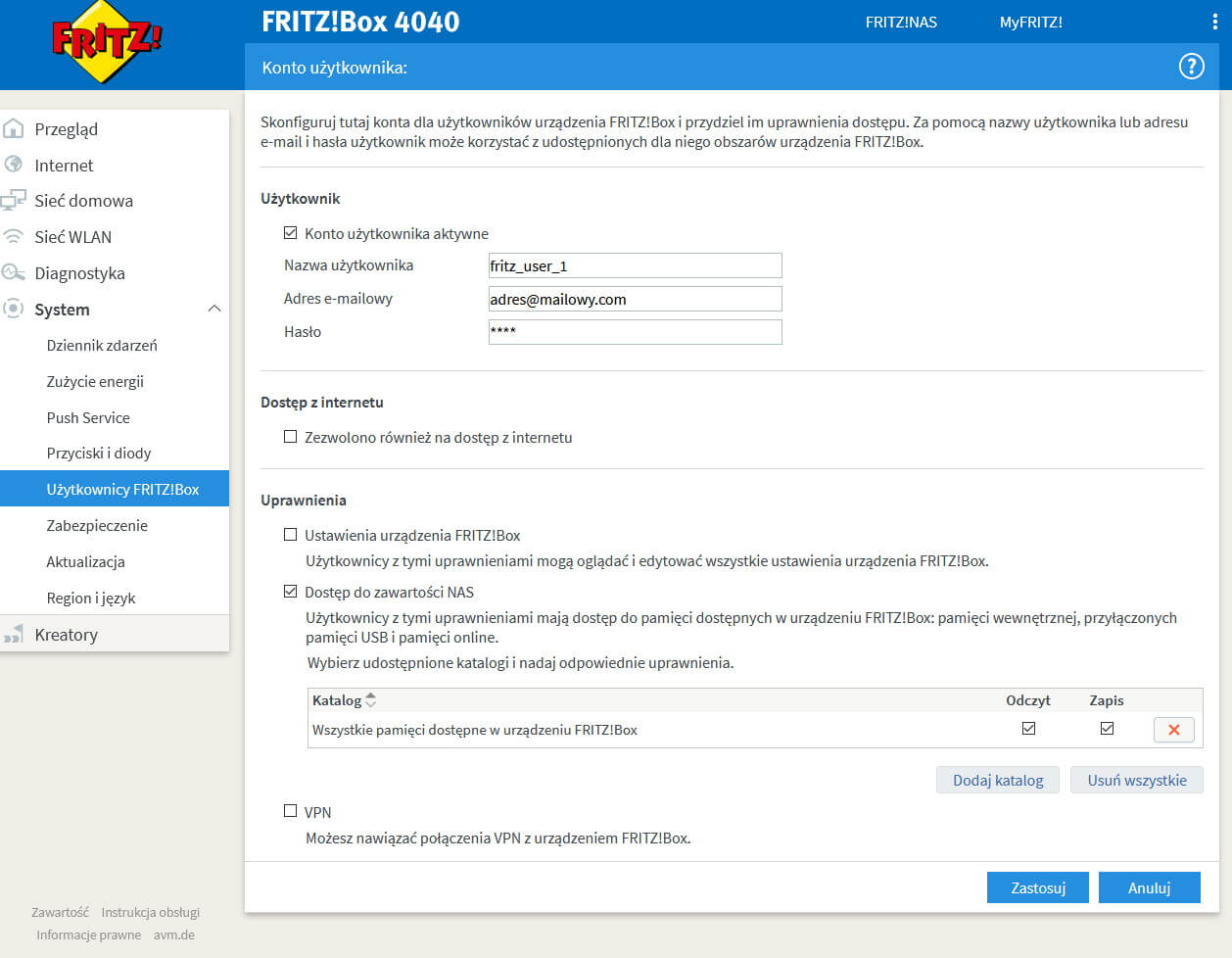 FRITZ!Box jako Time Machine dla komputerów Apple z systemem macOS OSX