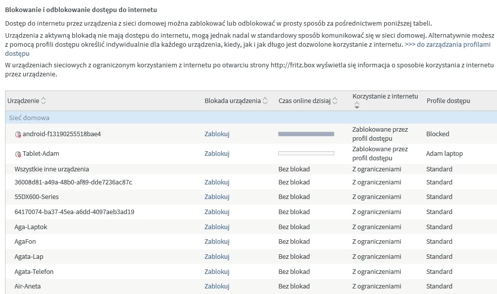 blokowanie i odblokowanie dostępu do internetu