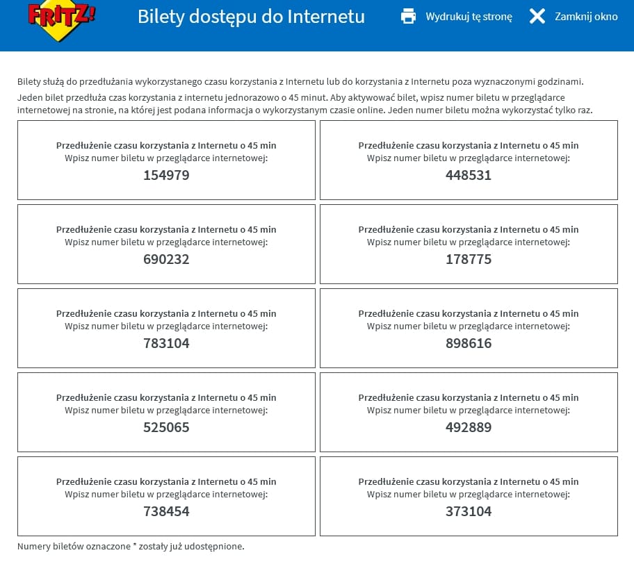 bilety dostępu do internetu